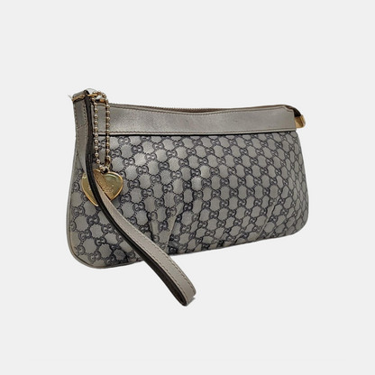 GUCCI Silver Cowhide Monogrammed Embossed Clutch Golden hardware-(SKU)-951850185