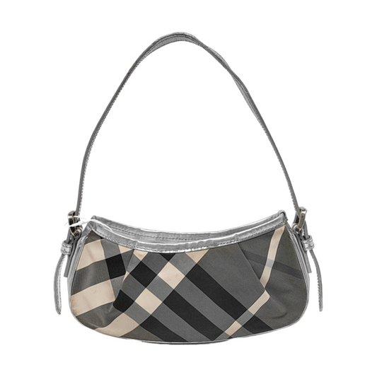 BURBERRY Gray Nylon Single Shoulder Bag, Handbag Black hardware Removable shoulder strap-(SKU)-951639021