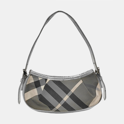 BURBERRY Gray Nylon Single Shoulder Bag, Handbag Black hardware Removable shoulder strap-(SKU)-951639021