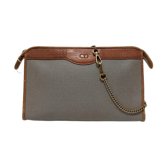 DIOR Gray Coated Canvas Crumpled Handbag Golden hardware-(SKU)-951570397