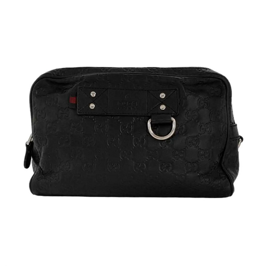 GUCCI Black cowhide monogram embossed handbag Silver Hardware-(SKU)-951637057