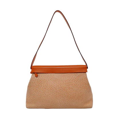 HERMÈS Yeoh Orange Pink Buffalo Leather Single Shoulder Bag Silver Hardware 🄶 Sub Pockets-(SKU)-951814551