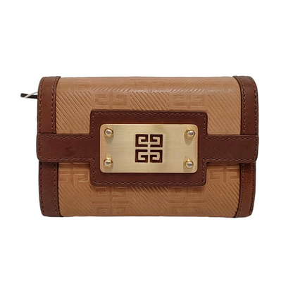 GIVENCHY Brown Leather Embossed Wallet Golden hardware-(SKU)-949930539