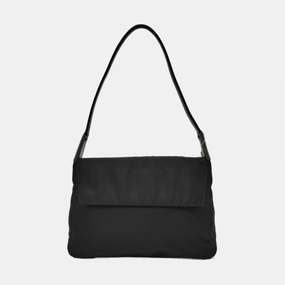 PRADA Black Nylon Single Shoulder Bag Silver Hardware-(SKU)-951945134