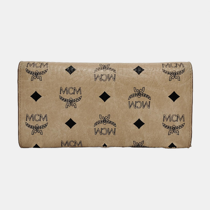 MCM PATRICIA Large size Khaki coated canvas monogram laurel buckle shoulder bag/handbag Golden hardware Removable shoulder strap-(SKU)-951984447
