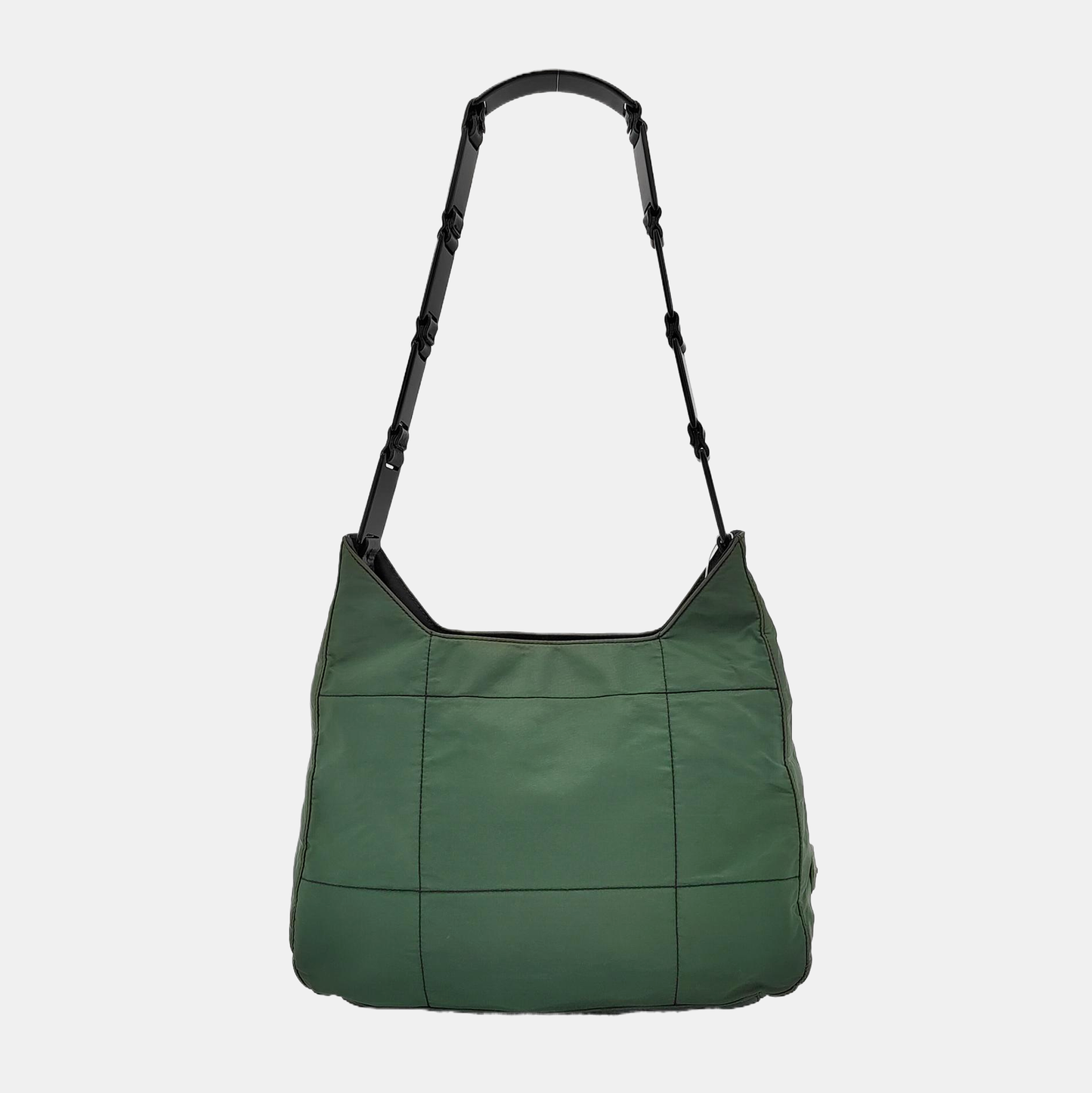 PRADA Dark green nylon single shoulder bag handbag Black hardware-(SKU)-951916972