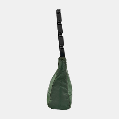 PRADA Dark green nylon single shoulder bag handbag Black hardware-(SKU)-951916972