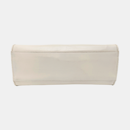 FERRAGAMO White Leather Embossed Tote Bag Golden hardware-(SKU)-951805301