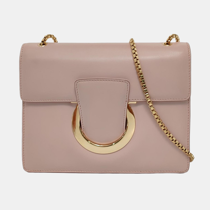 FERRAGAMO Thalia Light Pink Leather Crossbody Bag Single Shoulder Bag Golden hardware-(SKU)-951994003