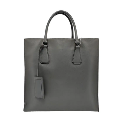 PRADA Tote bag Gray Cowhide Crosshatch Pattern Handbag, Single Shoulder Bag, Crossbody Ruthenium color hardware-(SKU)-951947159