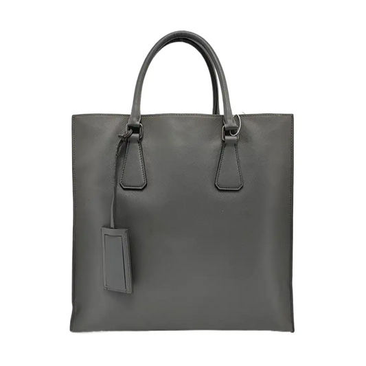 PRADA Tote bag Gray Cowhide Crosshatch Pattern Handbag, Single Shoulder Bag, Crossbody Ruthenium color hardware-(SKU)-951947159