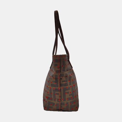 FENDI Tote bag 棕色织物双FHandheld包 Golden hardware-(SKU)-951940750