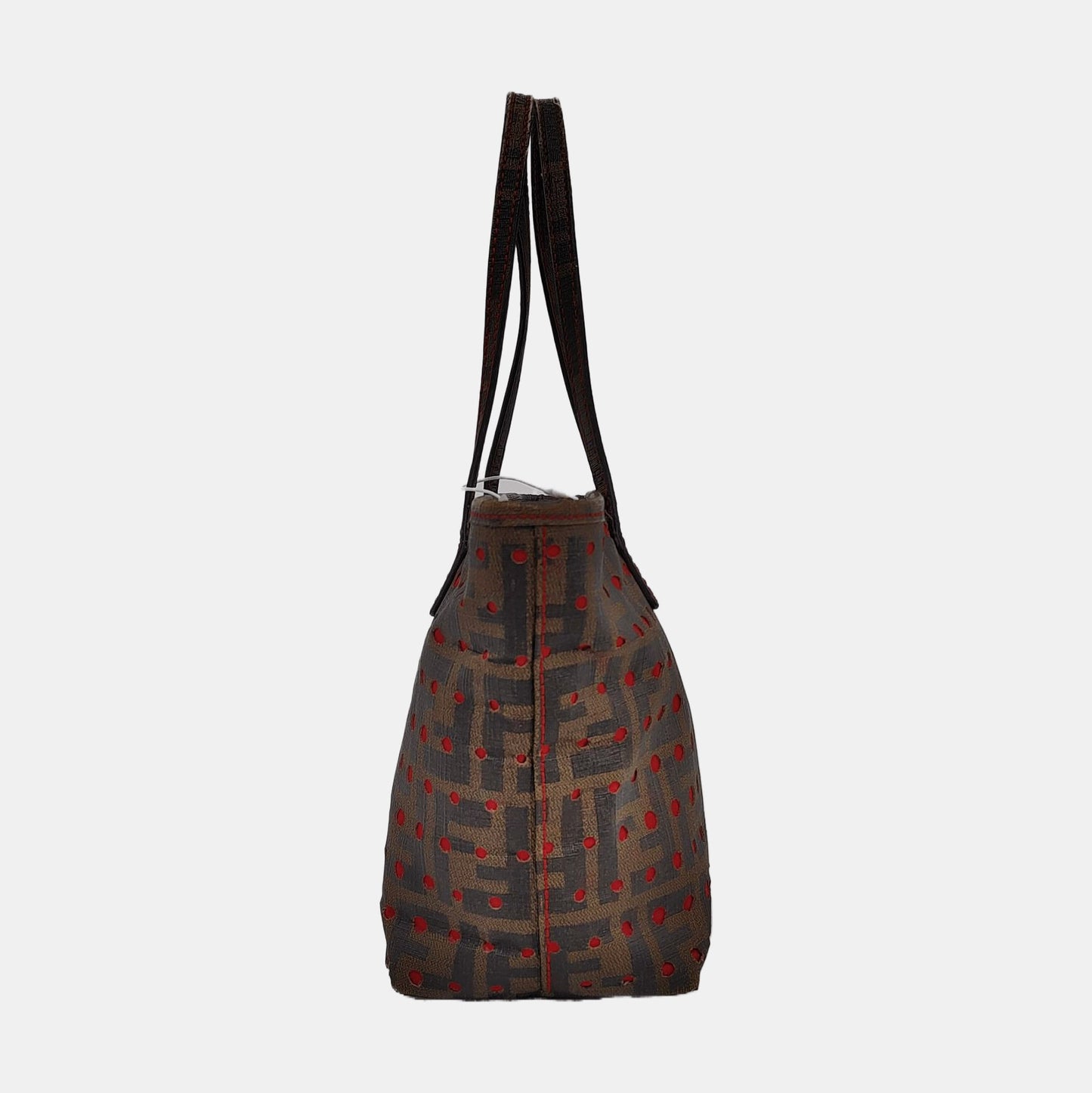 FENDI Tote bag 棕色织物双FHandheld包 Golden hardware-(SKU)-951940750