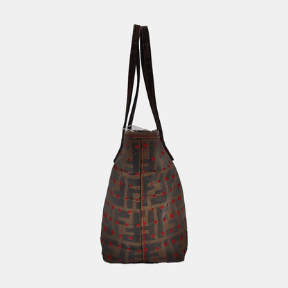 FENDI Tote bag 棕色织物双FHandheld包 Golden hardware-(SKU)-951940750