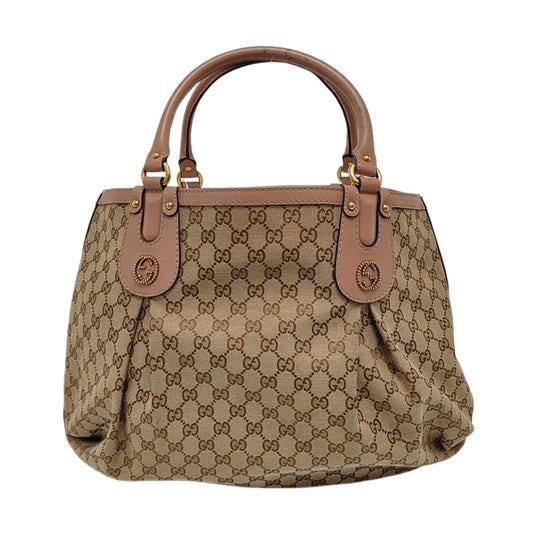 GUCCI Sukey Khaki Canvas Monogram Tote Bag Single Shoulder Bag Golden hardware-(SKU)-951940083