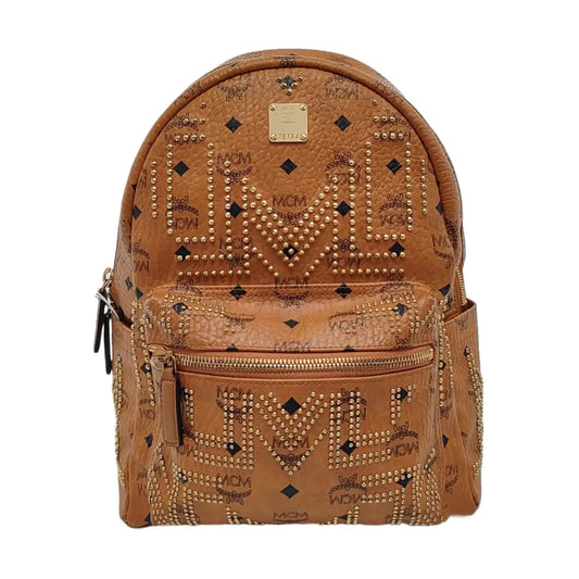 MCM STARK  Yellow Coated Canvas Studs Printed Backpack-(SKU)-952171240
