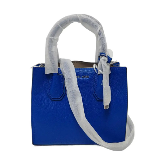MICHAEL KORS Mercer Medium size Blue Cowhide Crossbody Tote Bag Single Shoulder Silver Hardware Removable shoulder strap-(SKU)-952037611