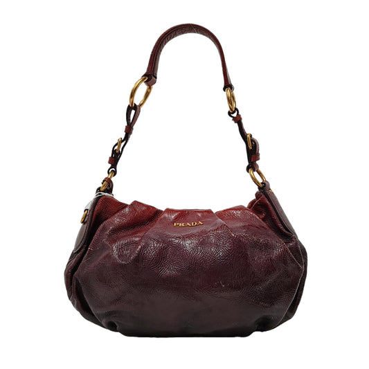 PRADA Medium size Brown Patent Leather Shoulder Bag Golden hardware-(SKU)-944510090