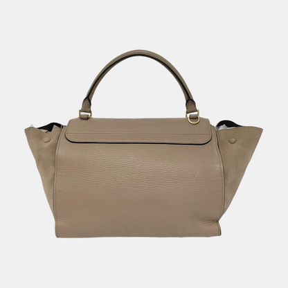 CELINE TRAPEZE Medium size Khaki Cowhide Hammock Bag, Shoulder Bag, Handbag Golden hardware Removable shoulder strap-(SKU)-952129891
