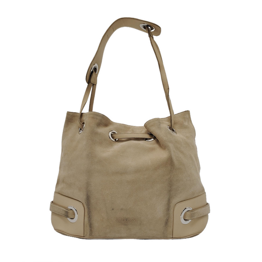 BALLY Tote bag Beige Suede Single Shoulder Tote Bag Silver Hardware-(SKU)-952425737