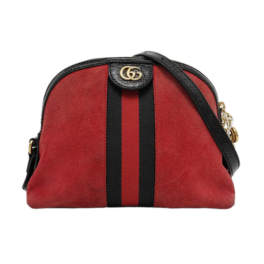 GUCCI Ophidia  Small size Pink suede leather striped ribbon single shoulder bag Golden hardware-(SKU)-952555728