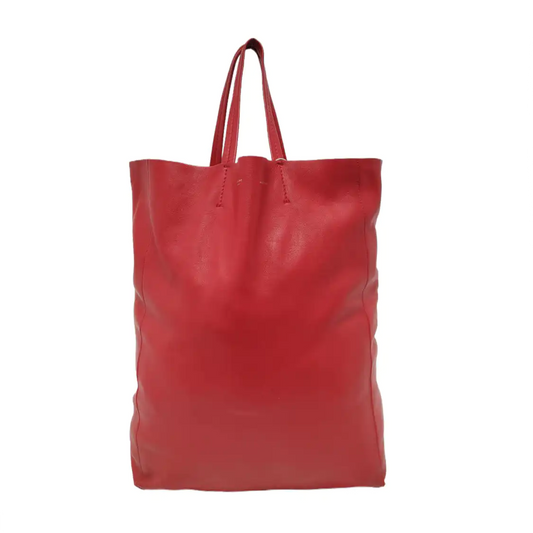 CELINE VERTICAL CABAS Medium size Red Sheepskin Handbag Golden hardware-(SKU)-952291524