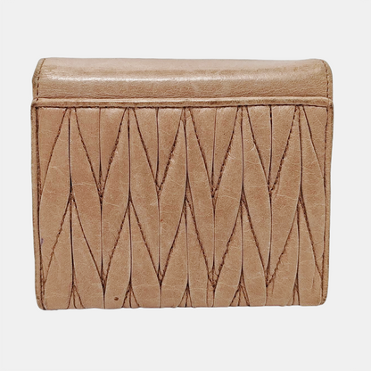 Miu Miu Gray Brown Leather Quilted Wallet Silver Hardware-(SKU)-952408891