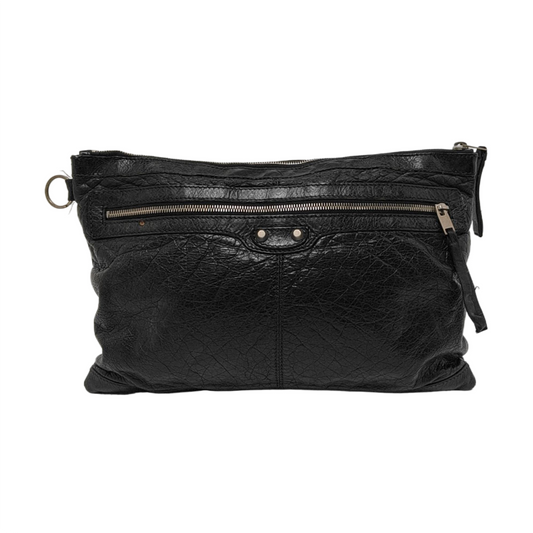 BALENCIAGA Classic City Medium size Black Lamb Skin Biker Bag, Handbag Silver Hardware-(SKU)-952449143