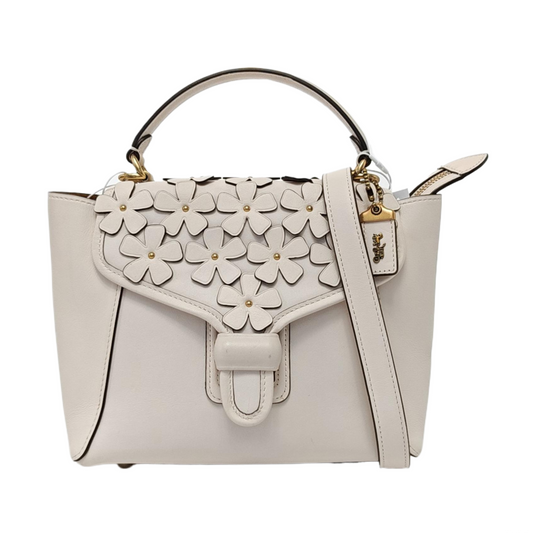 COACH COURIER White leather rivet patchwork single shoulder bag crossbody Golden hardware Removable shoulder strap-(SKU)-13839897