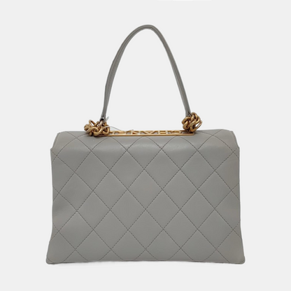 CHANEL TRENDY CC Grey Calfskin Quilted Crossbody Single Shoulder Bag with Gold Hardware, 28 Clasp-(SKU)-952289856