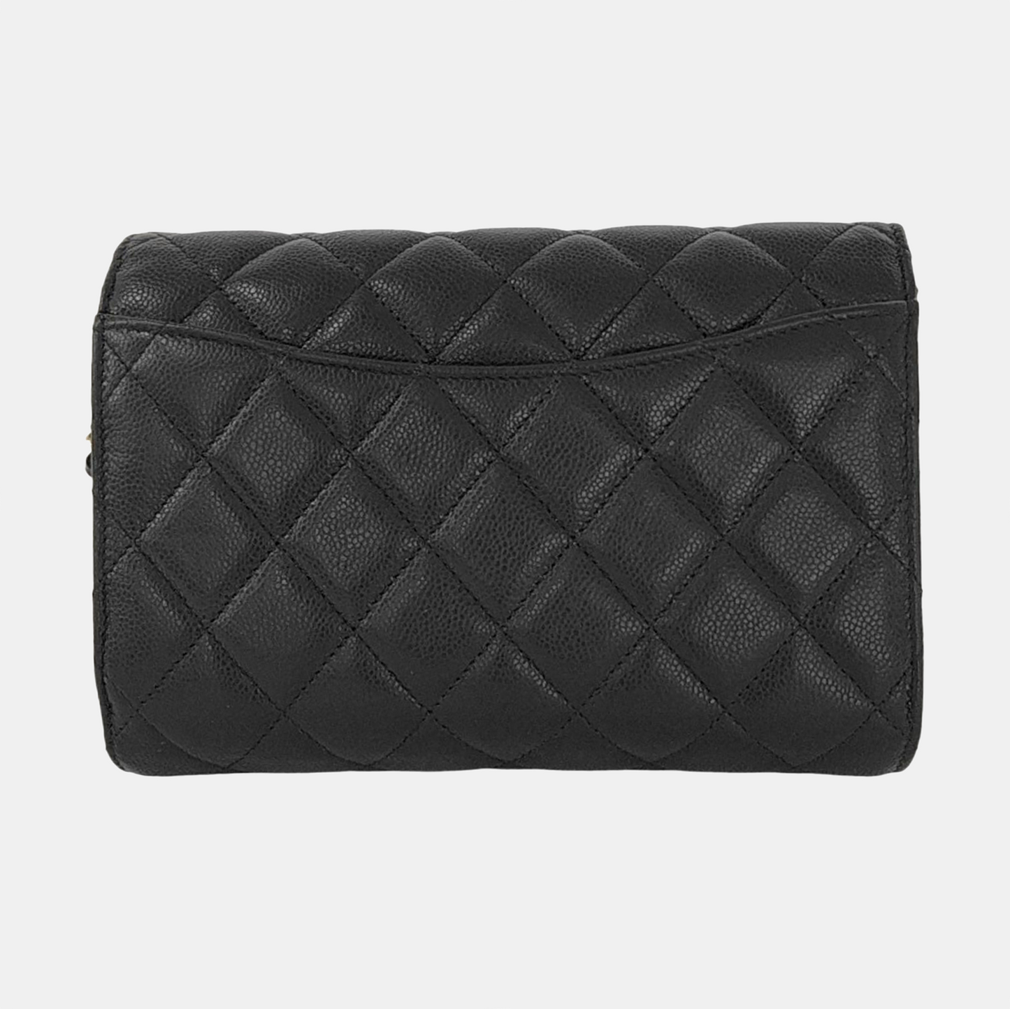 CHANEL CLASSIC FLAP Black Calfskin Quilted Cannage Shoulder Bag Gold Hardware Removable Strap-(SKU)-952640054