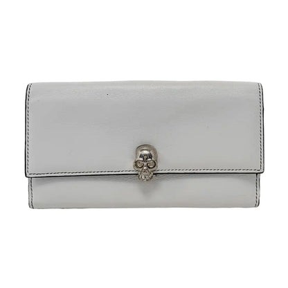 Alexander McQUEEN White Cowhide Wallet Silver Hardware-(SKU)-952748431