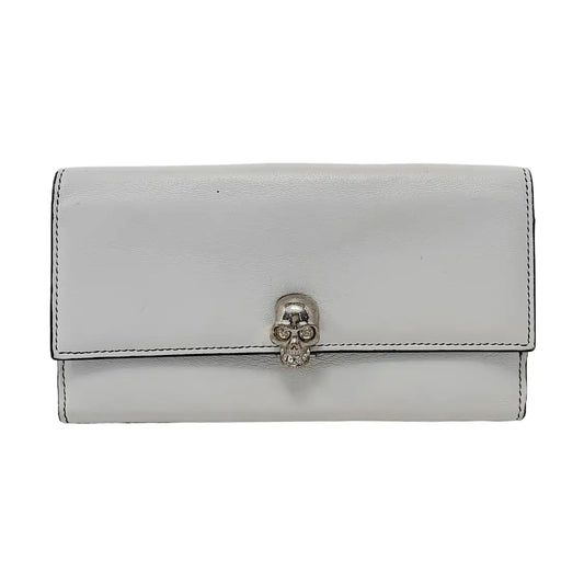 Alexander McQUEEN White Cowhide Wallet Silver Hardware-(SKU)-952748431