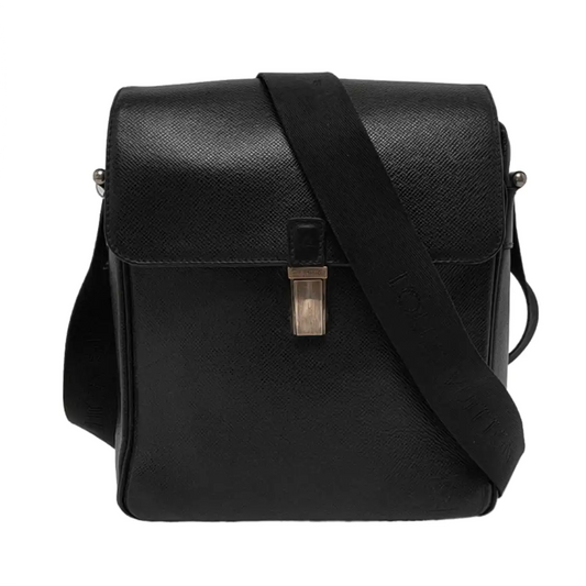 LOUIS VUITTON YARANGA Black Leather Embossed Single Shoulder Bag Tote Silver Hardware-(SKU)-942031838