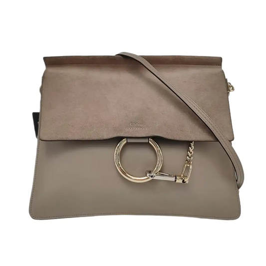 Chloé Faye Medium size Khaki Calf Leather Crossbody Shoulder Bag Golden hardware Removable shoulder strap-(SKU)-952757311