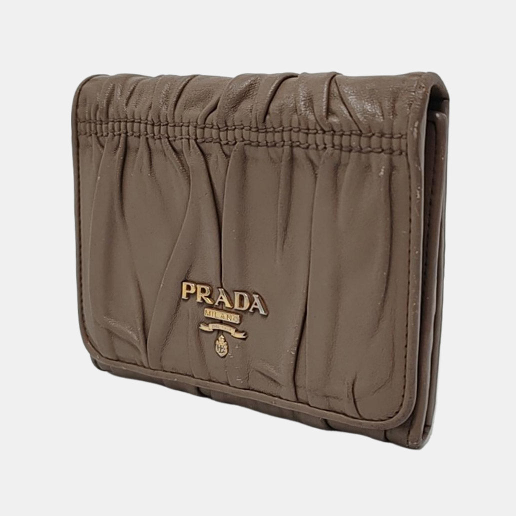 PRADA Diagramme Taupe Cowhide Wallet Golden hardware-(SKU)-953038830
