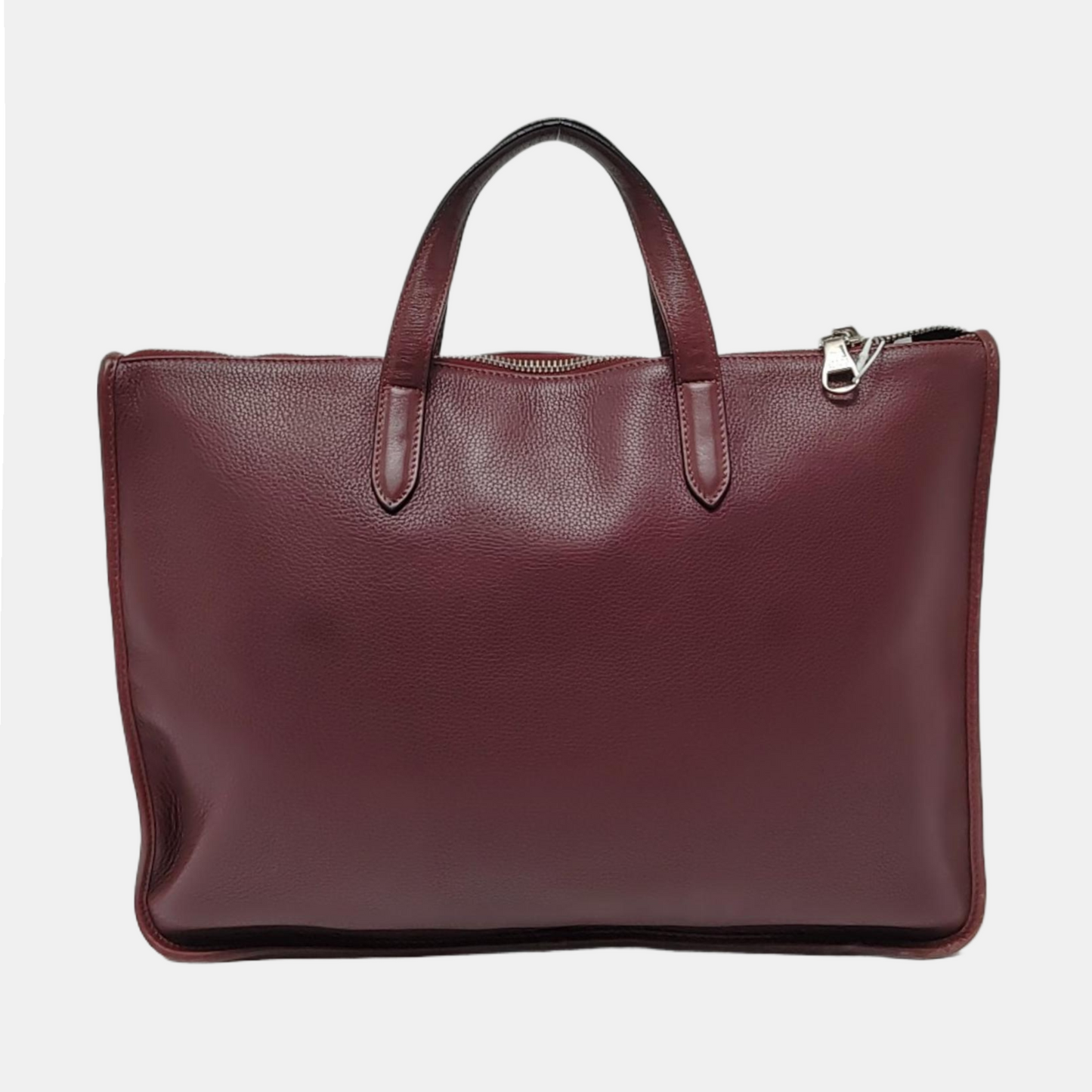 LOEWE Toledo Burgundy Cowhide Tote Handbag Silver Hardware-(SKU)-952969299