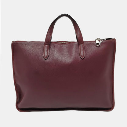 LOEWE Toledo Burgundy Cowhide Tote Handbag Silver Hardware-(SKU)-952969299
