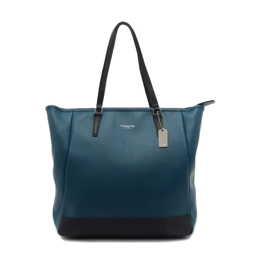 COACH Tote bag Blue Leather Shoulder Bag Handbag Silver Hardware-(SKU)-930395155