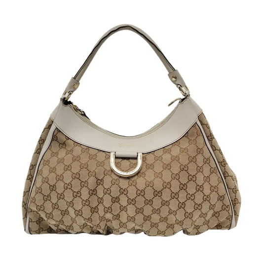 GUCCI D-Ring Large size Brown Canvas Monogram Handbag Single Shoulder Bag Golden hardware-(SKU)-953121476