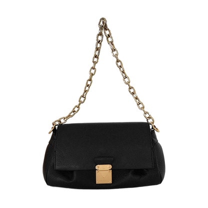 LOUIS VUITTON FAVORITE Black Leather Embossed Shoulder Bag Crossbody Bag 2 Detachable Straps Gold Hardware-(SKU)-953032039