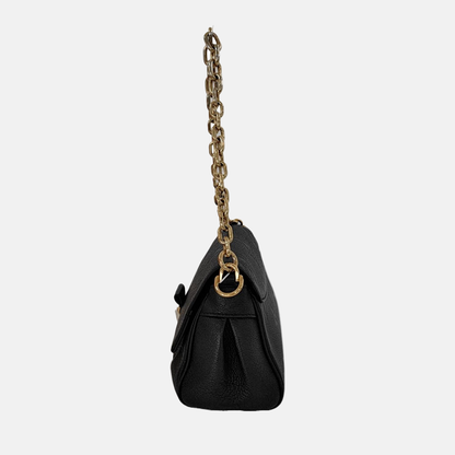 LOUIS VUITTON FAVORITE Black Leather Embossed Shoulder Bag Crossbody Bag 2 Detachable Straps Gold Hardware-(SKU)-953032039