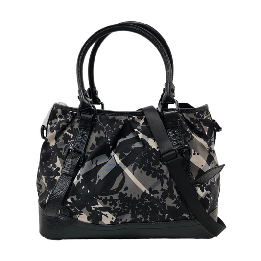 BURBERRY Northfield Gray Nylon Printed Single Shoulder Bag with Handbag and Crossbody Silver Hardware-(SKU)-953119737