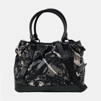 BURBERRY Northfield Gray Nylon Printed Single Shoulder Bag with Handbag and Crossbody Silver Hardware-(SKU)-953119737