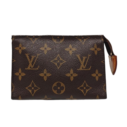 LOUIS VUITTON POCHE TOILETTE 15 Brown Coated Canvas Monogram Cosmetic Bag Clutch Golden hardware-(SKU)-953111259