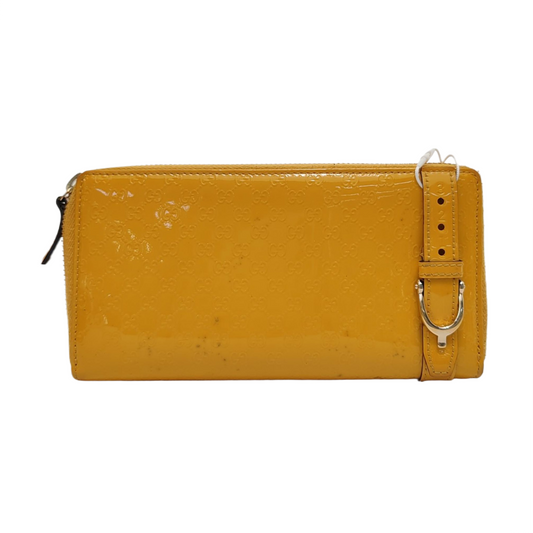 GUCCI Microguccissima Yellow Patent Leather Monogrammed Embossed Wallet Golden hardware-(SKU)-953012842