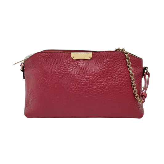BURBERRY Mildenhall Fuchsia Pink Leather Crossbody Shoulder Bag Golden hardware Removable shoulder strap-(SKU)-953552292