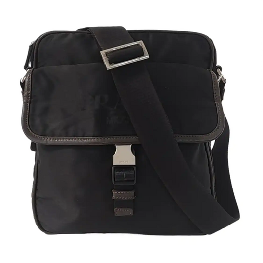 PRADA Black fabric crossbody bag shoulder bag Silver Hardware-(SKU)-953382734