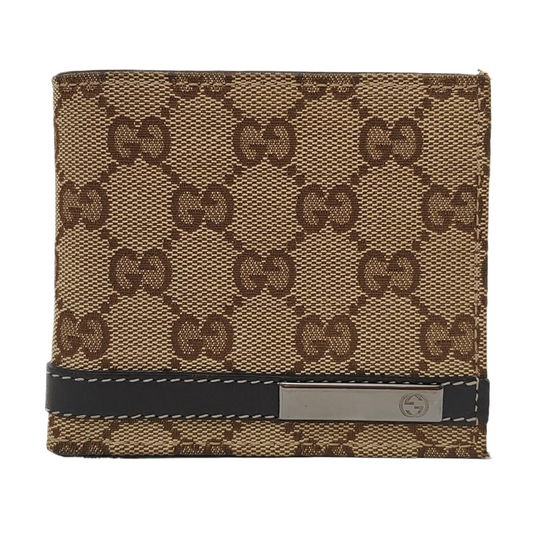 GUCCI Brown Canvas Monogrammed Wallet Golden hardware-(SKU)-953543328