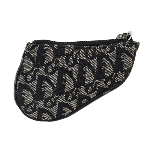 DIOR Saddle Grey Canvas Monogram Mini Coin Purse Ruthenium color hardware-(SKU)-953489833